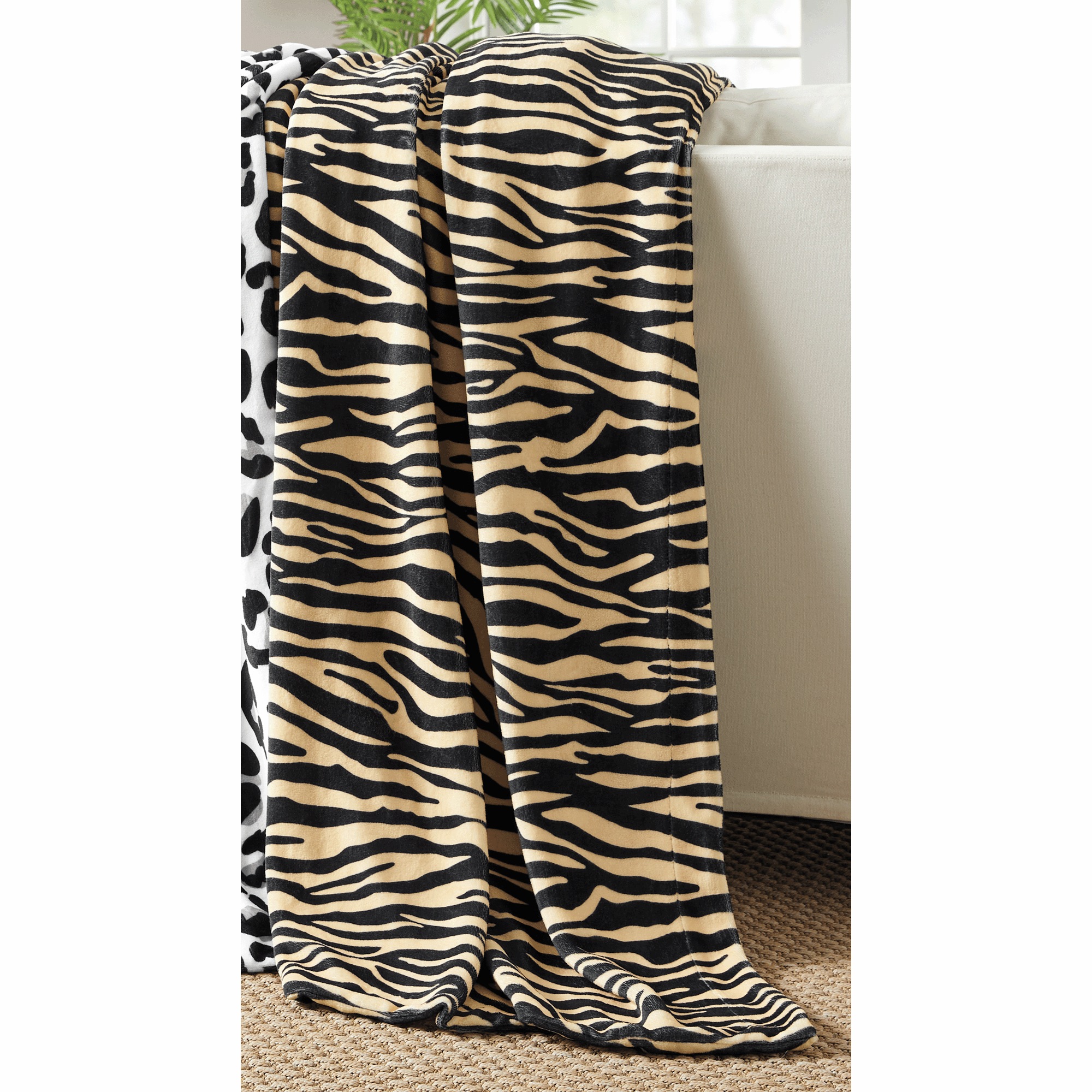 Animal Print Faux Fur Throw, Tiger, large