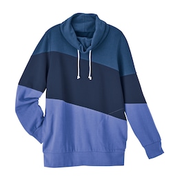 Colorblock Cowl-Neck Sweatshirt, , large