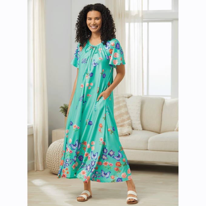 Wide Sweep Zip Lounger, Mint Butterflies, large