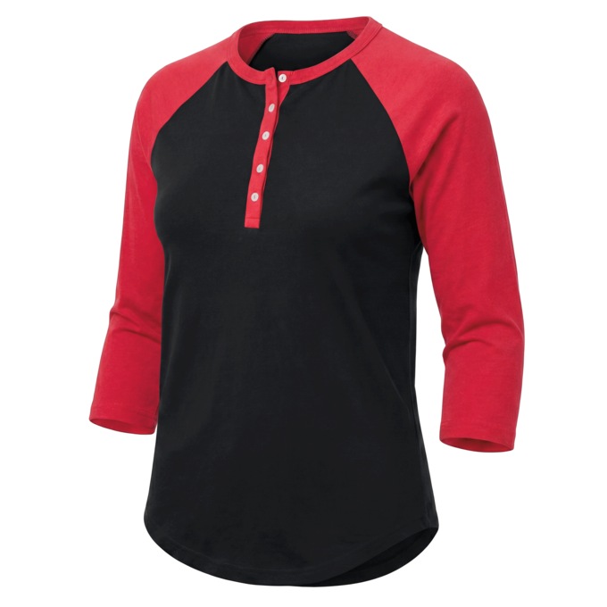 Women's Cotton Henley Baseball Top, , large