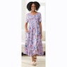 Smocked-Waist Dress, Lilac Floral, large
