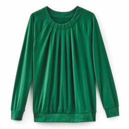 Long-Sleeve Banded-Bottom Top, , large