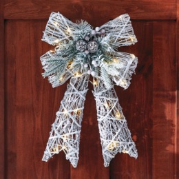 Lit Outdoor Rattan Bow, , large