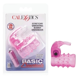 Basic Essentials Stretchy Vibrating Bunny Enhancer By Calexotics, , large