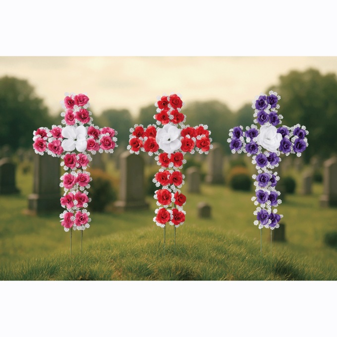 Outdoor Floral Cross Arrangement, , large