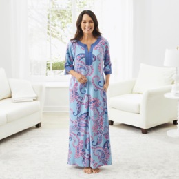 Cora Print Knit Robe, , large