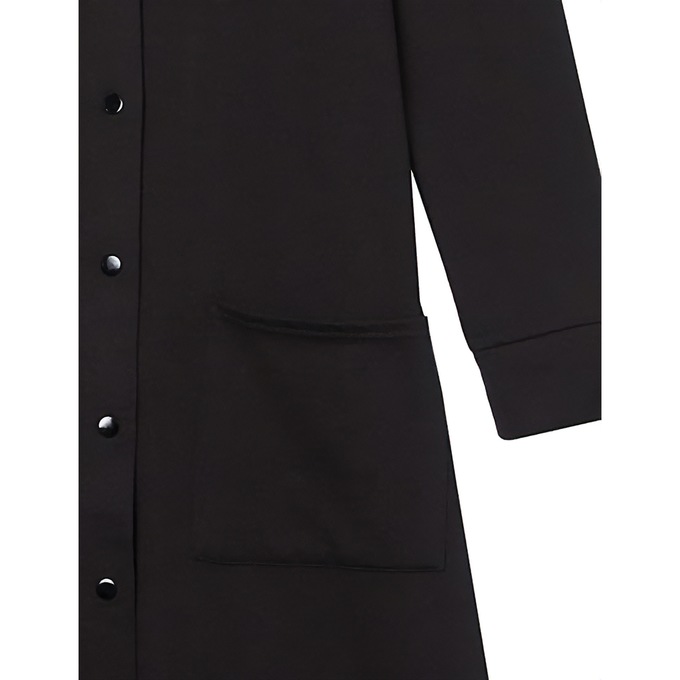 Solid Snap Front Robe, Black, large