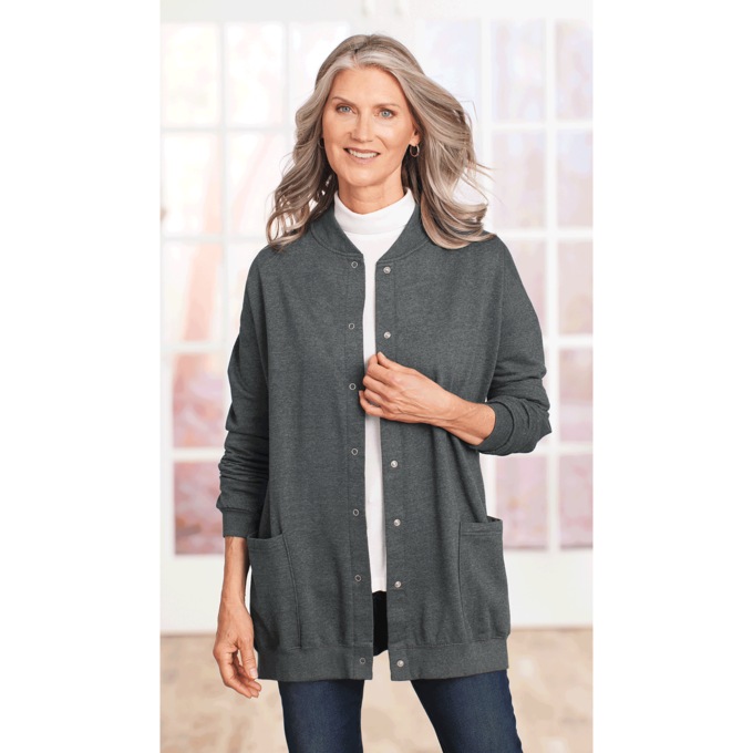 Snap-Front Cardigan, , large