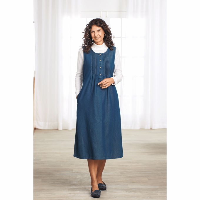 Denim Pintuck Jumper, , large