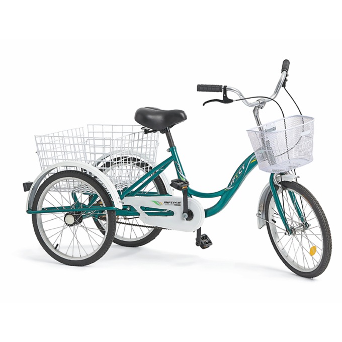 Adult Tricycle with Two Baskets, Green, large
