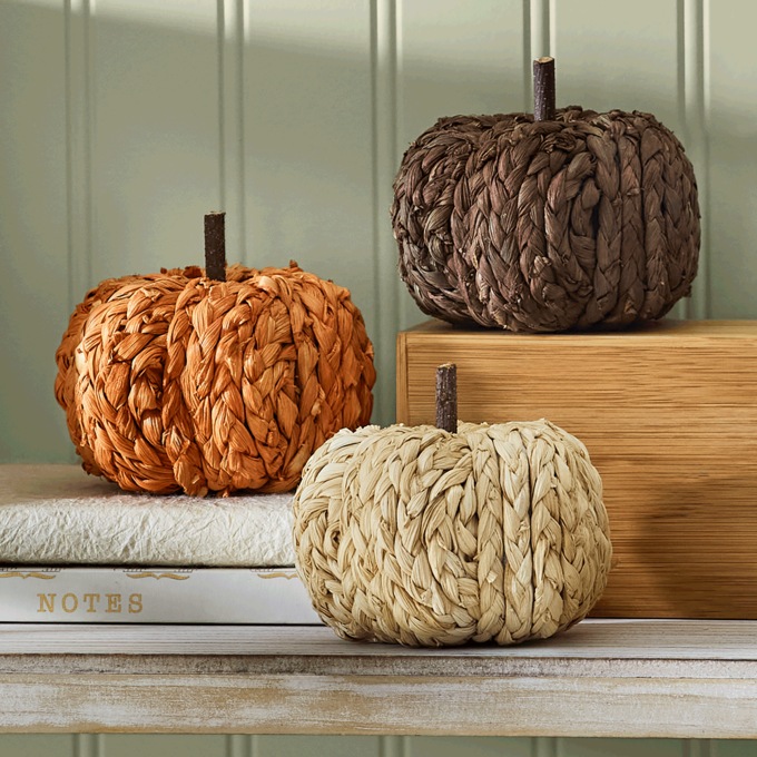 Set of 3 Rattan Pumpkins, , large