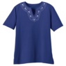 Embroidered Capri Set, Navy, large