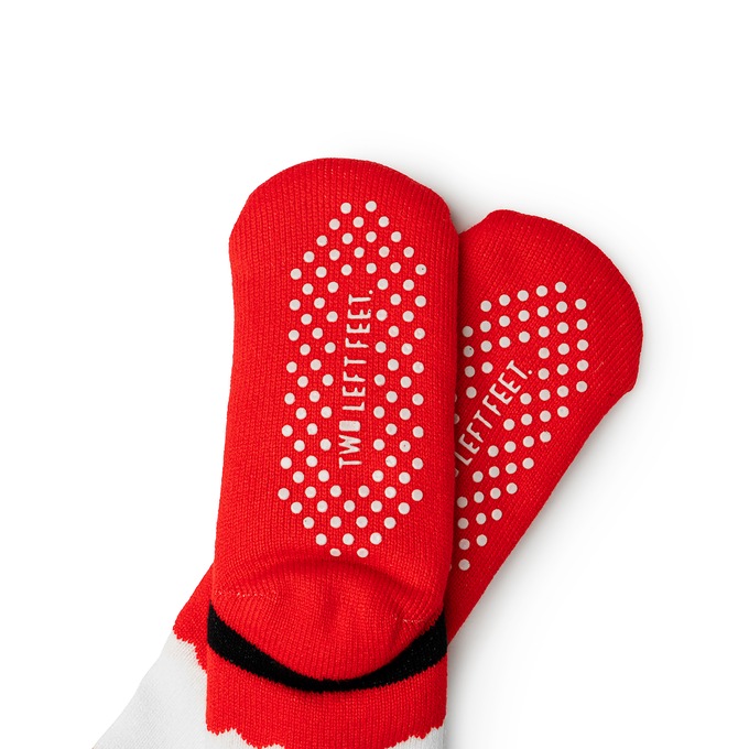 Two Left Feet Mistletoes Slipper Socks, Red Santa, large