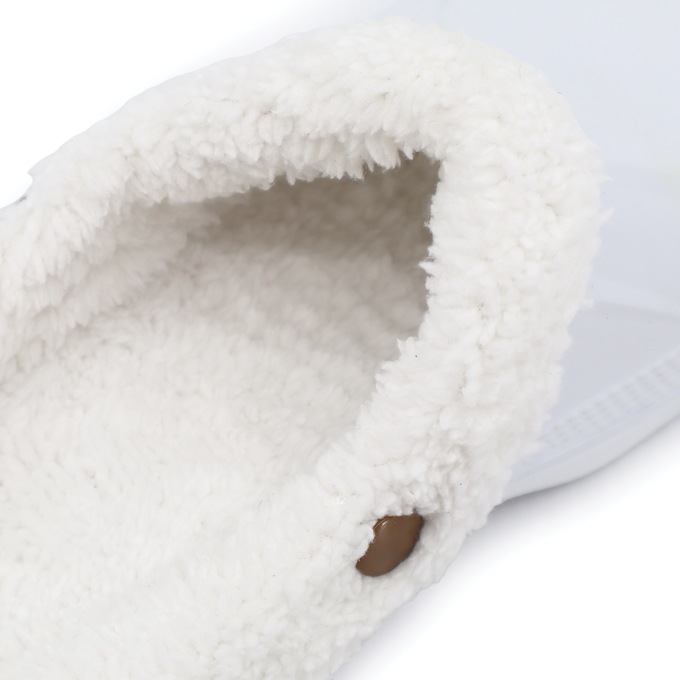 Women's Fleece-Lined Clog, White, large
