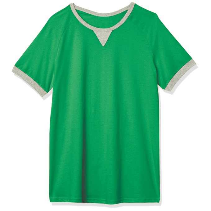 Contrast Trim Top, Green Gray, large