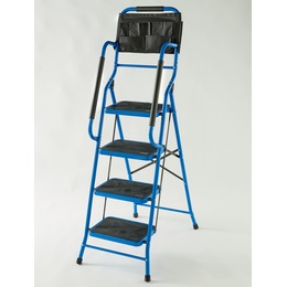 4-Step Safety Ladder with Tool Tote and Non-Slip Steps, , large