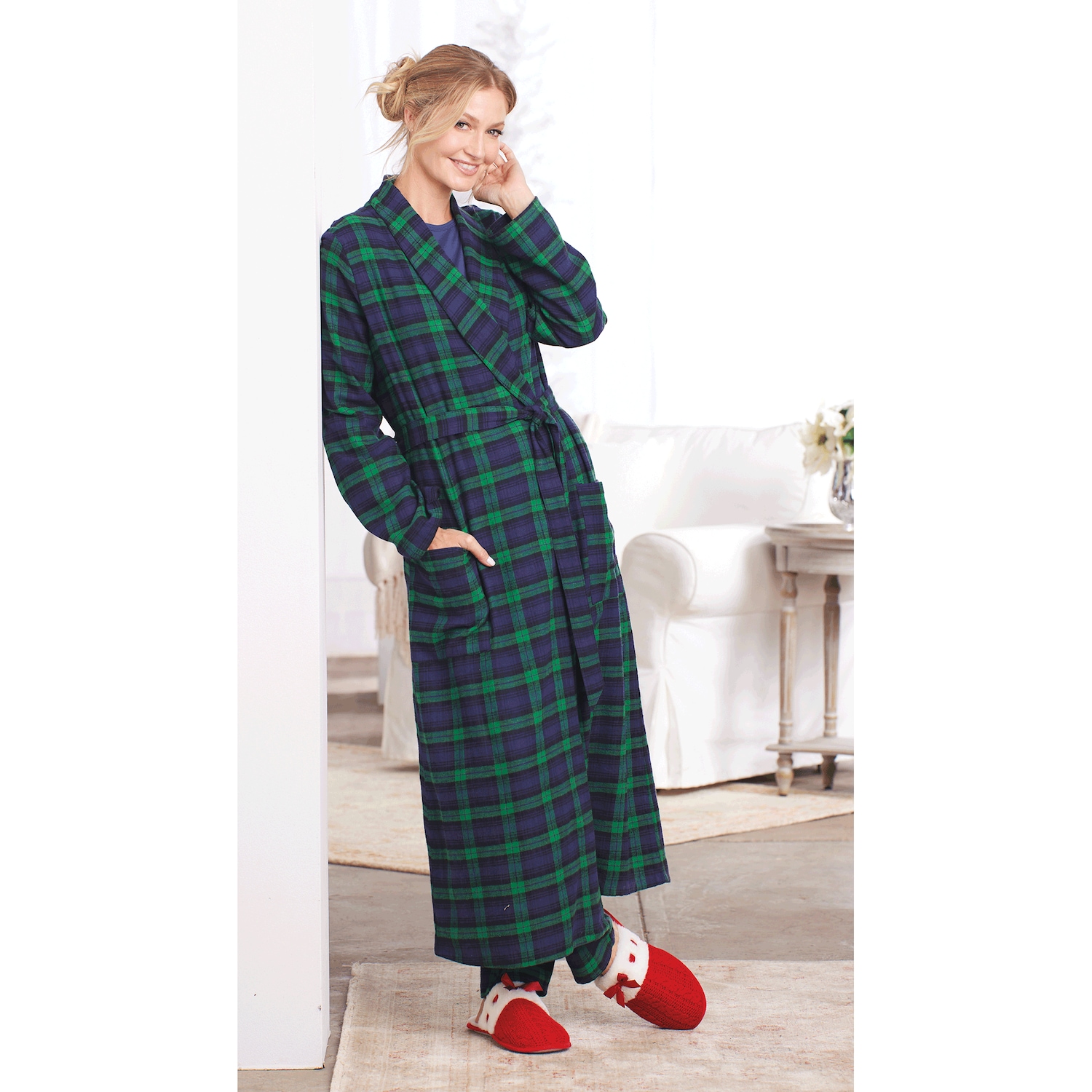 Women's Flannel Wrap Robe Amerimark