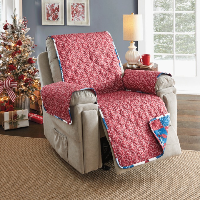 Reversible Holiday Recliner Cover, , large