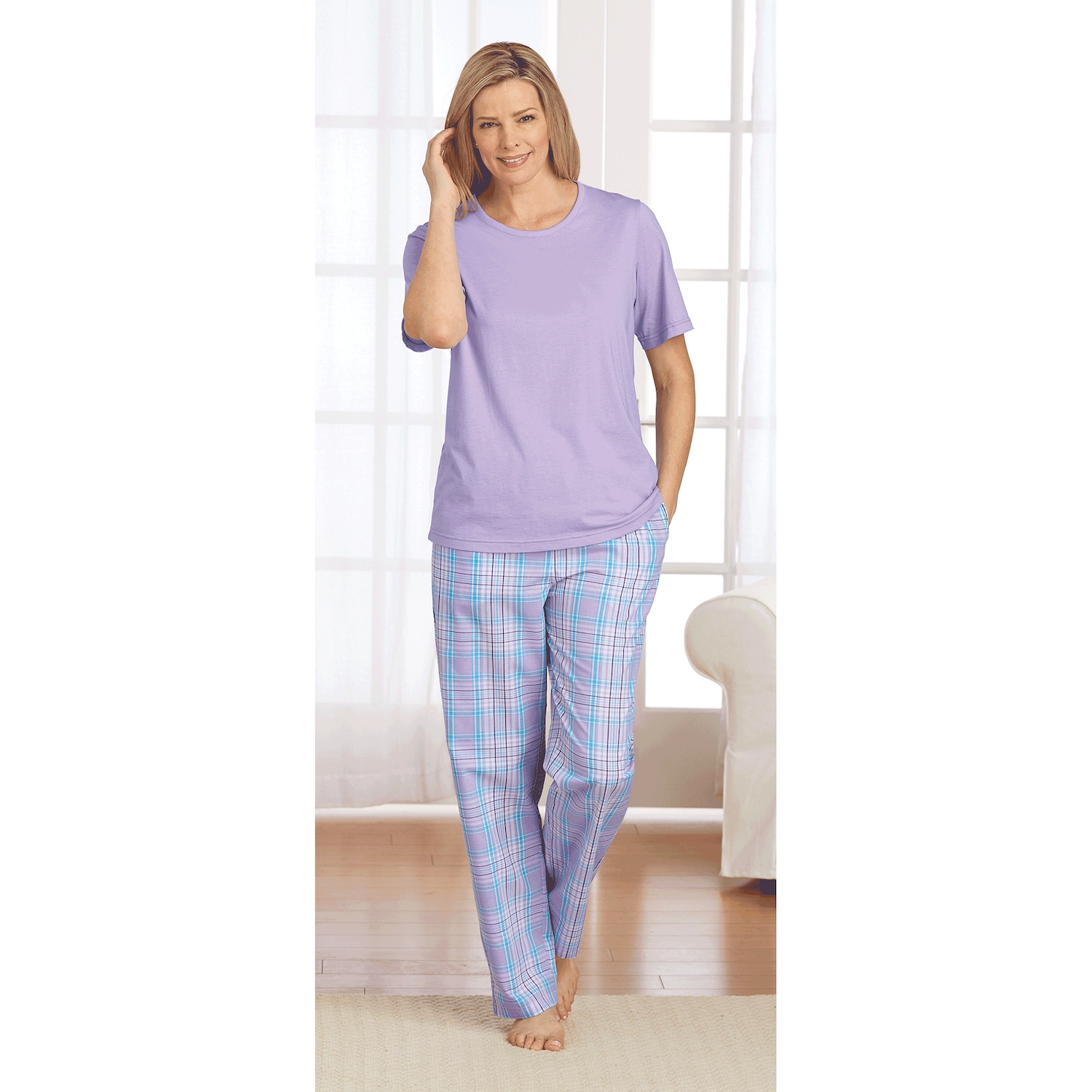 Solid/Plaid PJ Set Amerimark