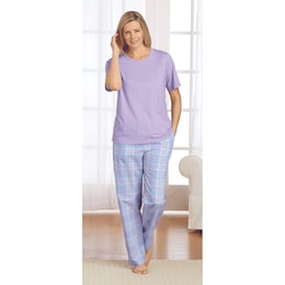 Solid/Plaid PJ Set, , large