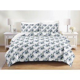 Francine Blue Floral Quilt Set, , large