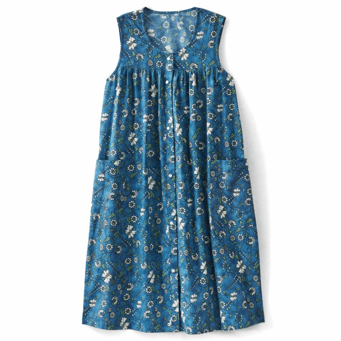 Sleeveless Woven Cotton Shift Dress with Pockets, , large