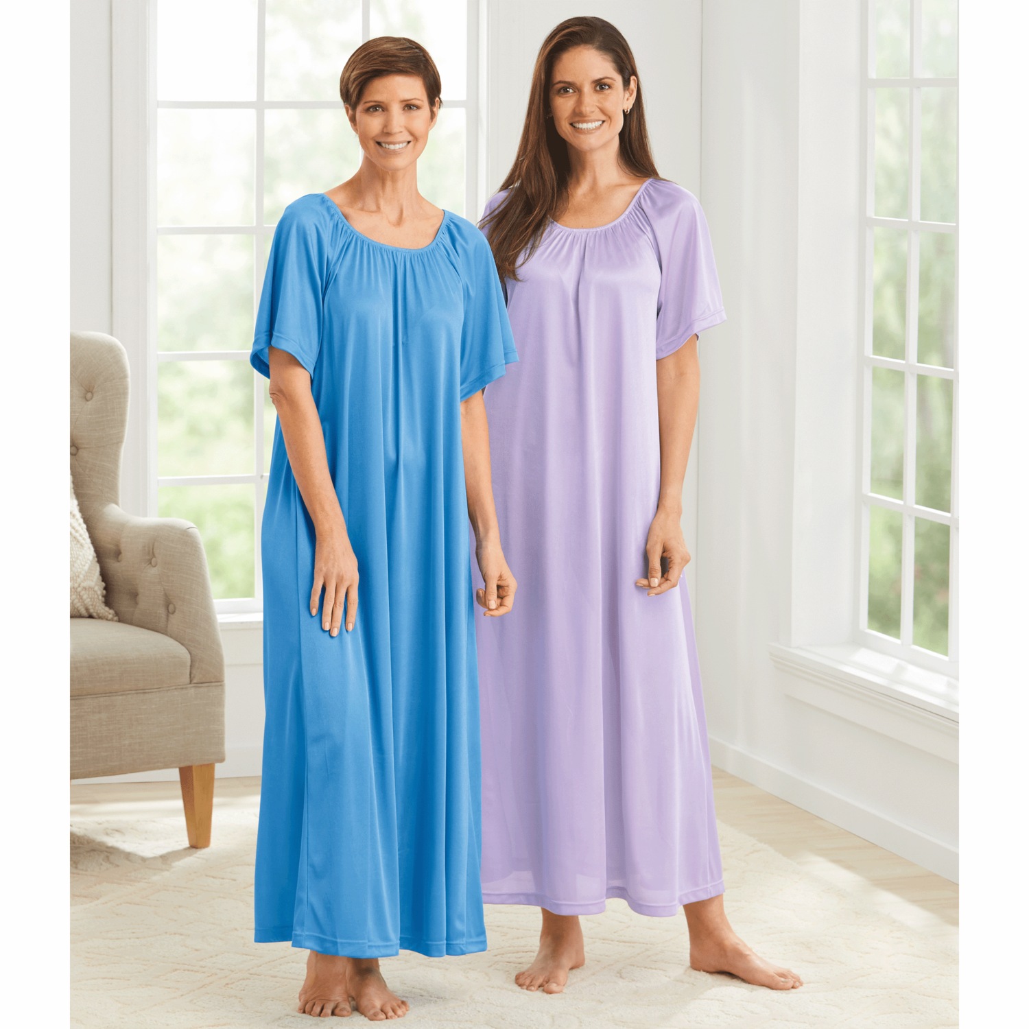 2Pack Long Tricot Nightgowns Amerimark
