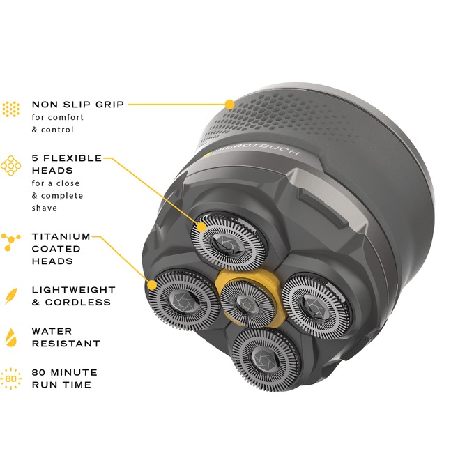 Microtouch Titanium Rechargeable Head Shaver, , large