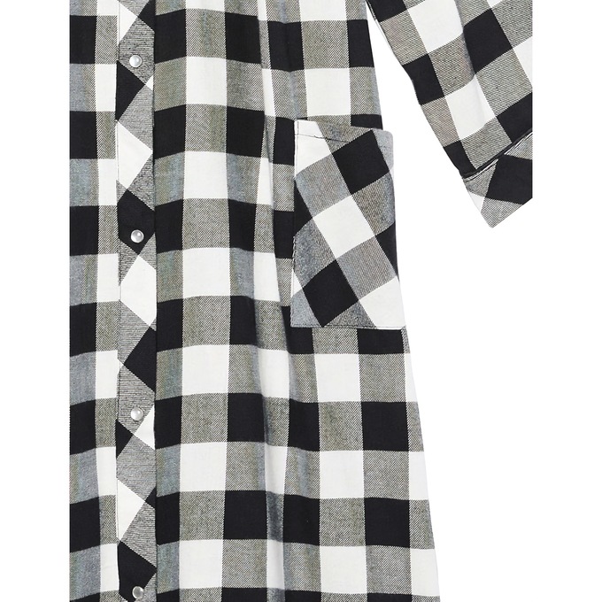 Flannel Snap-Front Duster, Black, large