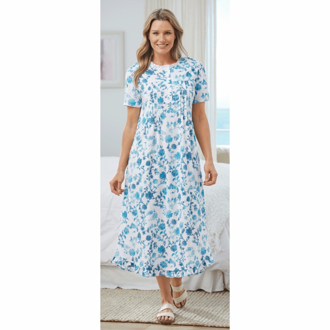 Long Printed Nightgown, , large