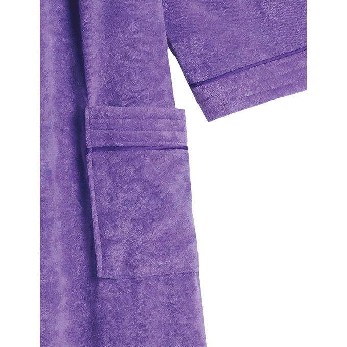 Snap-Front Long Terry Robe, Purple, large