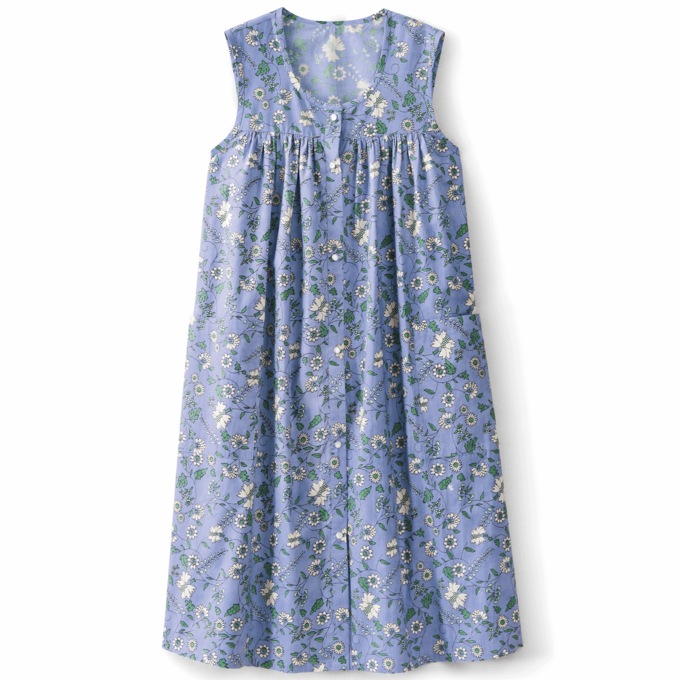 Sleeveless Woven Cotton Shift Dress with Pockets, , large