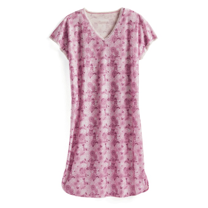 Lace Trim Nightshirt, Rose Print, large