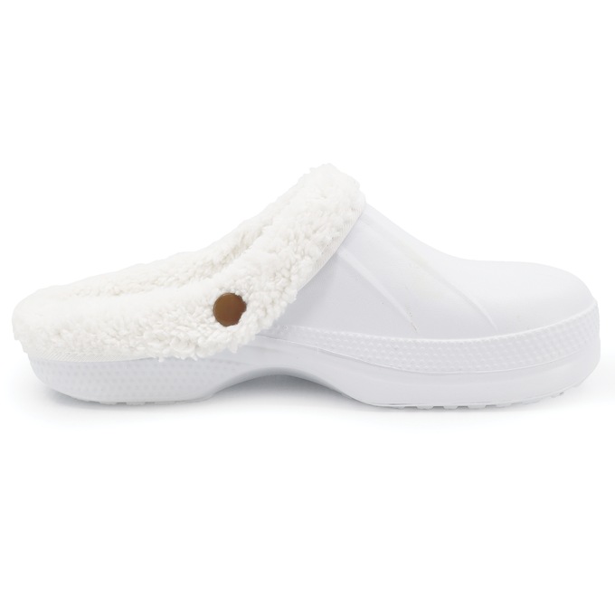 Women's Fleece-Lined Clog, White, large