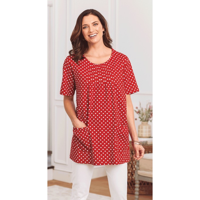 Women's Cotton Knit Tunic with Patch Pockets, , large