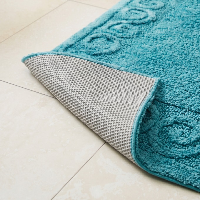 Color Connection 5-Piece Cotton Bath Rug & Toilet Cover Set, Deep Teal, large