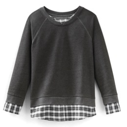 Plaid Accent Sweatshirt, , large