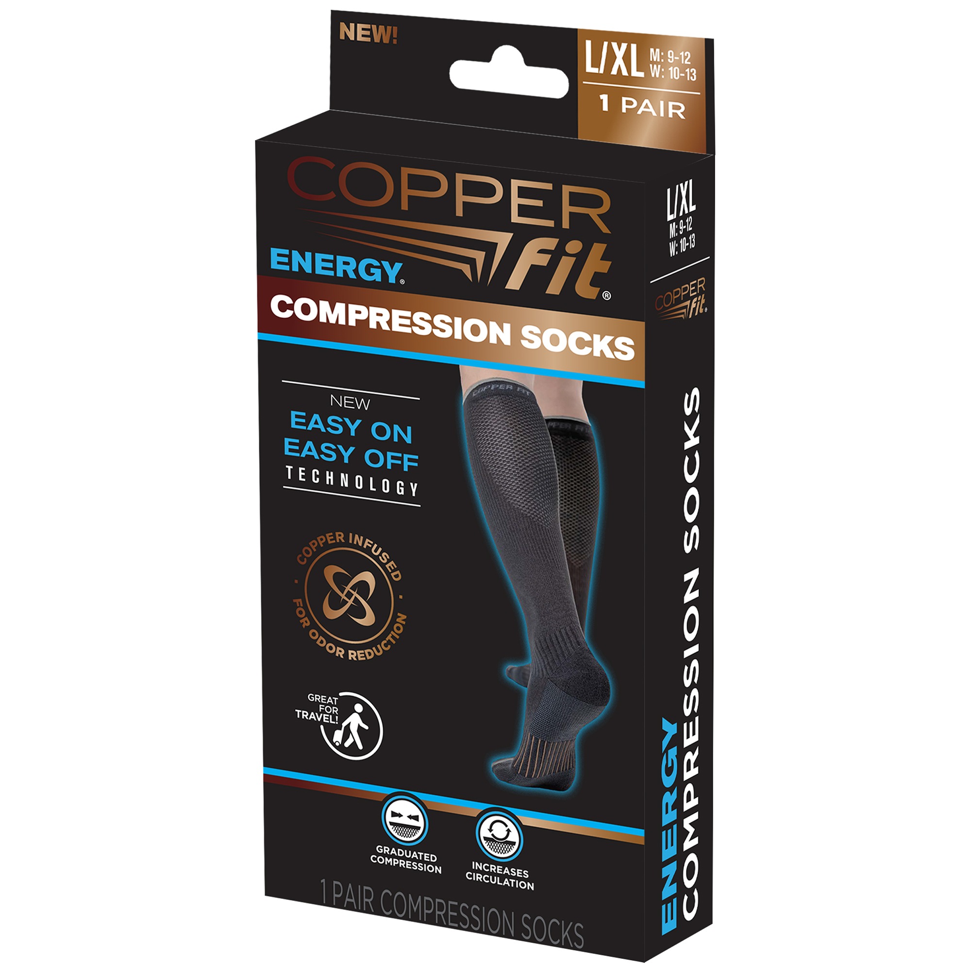 Copper Fit Unisex Energy Compression Socks, , large