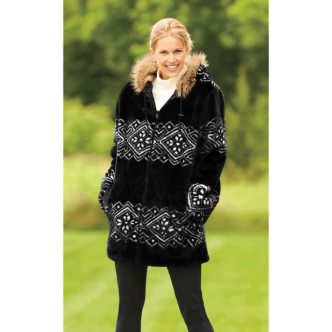 Fleece Snowflake Coat, , large