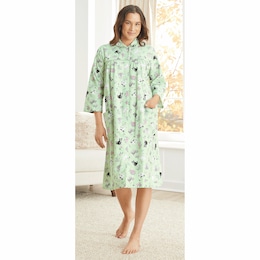 Cozy Cotton Flannel Duster with Pockets, , large