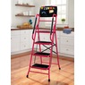 4-Step Safety Ladder with Tool Tote and Non-Slip Steps, Red, large