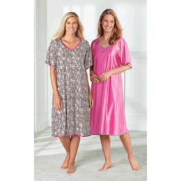 2-Pack Silky Tricot Nightgowns, , large