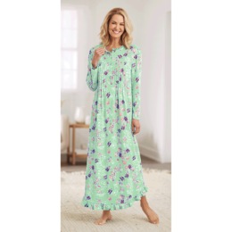 Long-Sleeve Printed Nightgown, , large