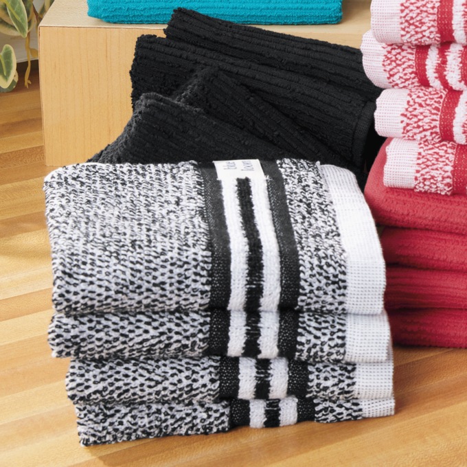 8-Piece Logan Marled Dishcloth Set, Black, large