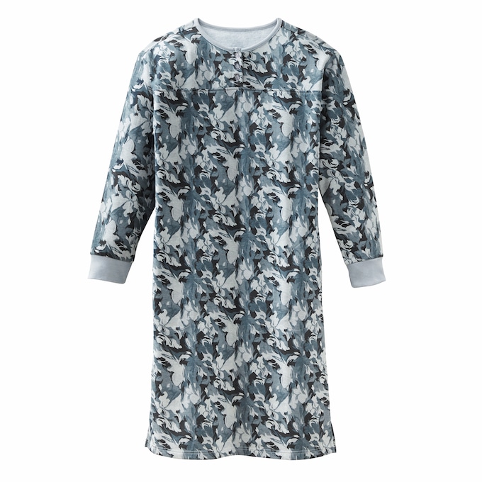 Henley Cotton-Blend Sweatshirt Dress, , large