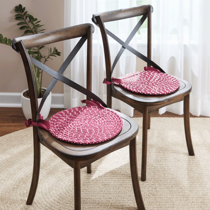 Set of 2 Braided Chair Cover, Burgundy, large