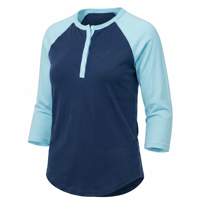 Women's Cotton Henley Baseball Top, , large