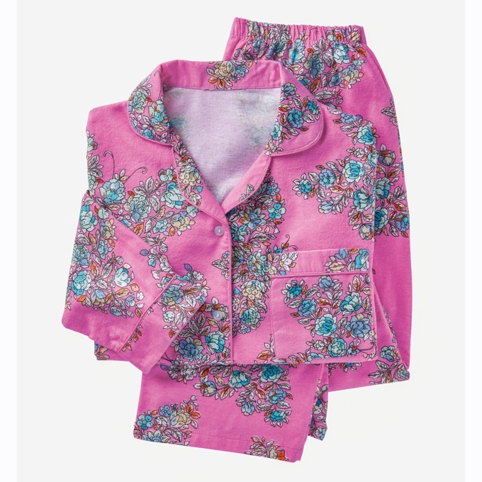 Cozee Corner Printed Flannel Pajamas, Butterfly Rose, large