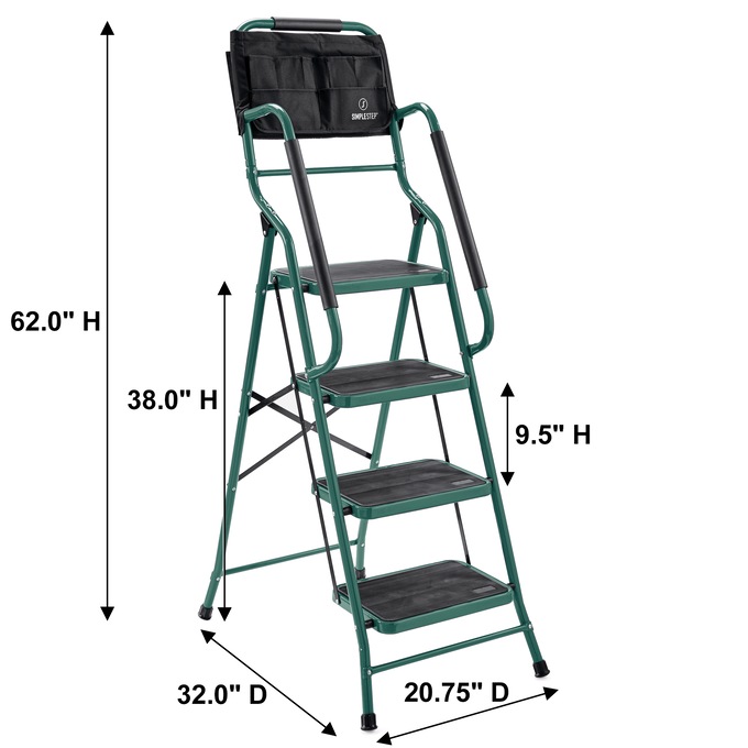 4-Step Safety Ladder with Tool Tote and Non-Slip Steps, , large