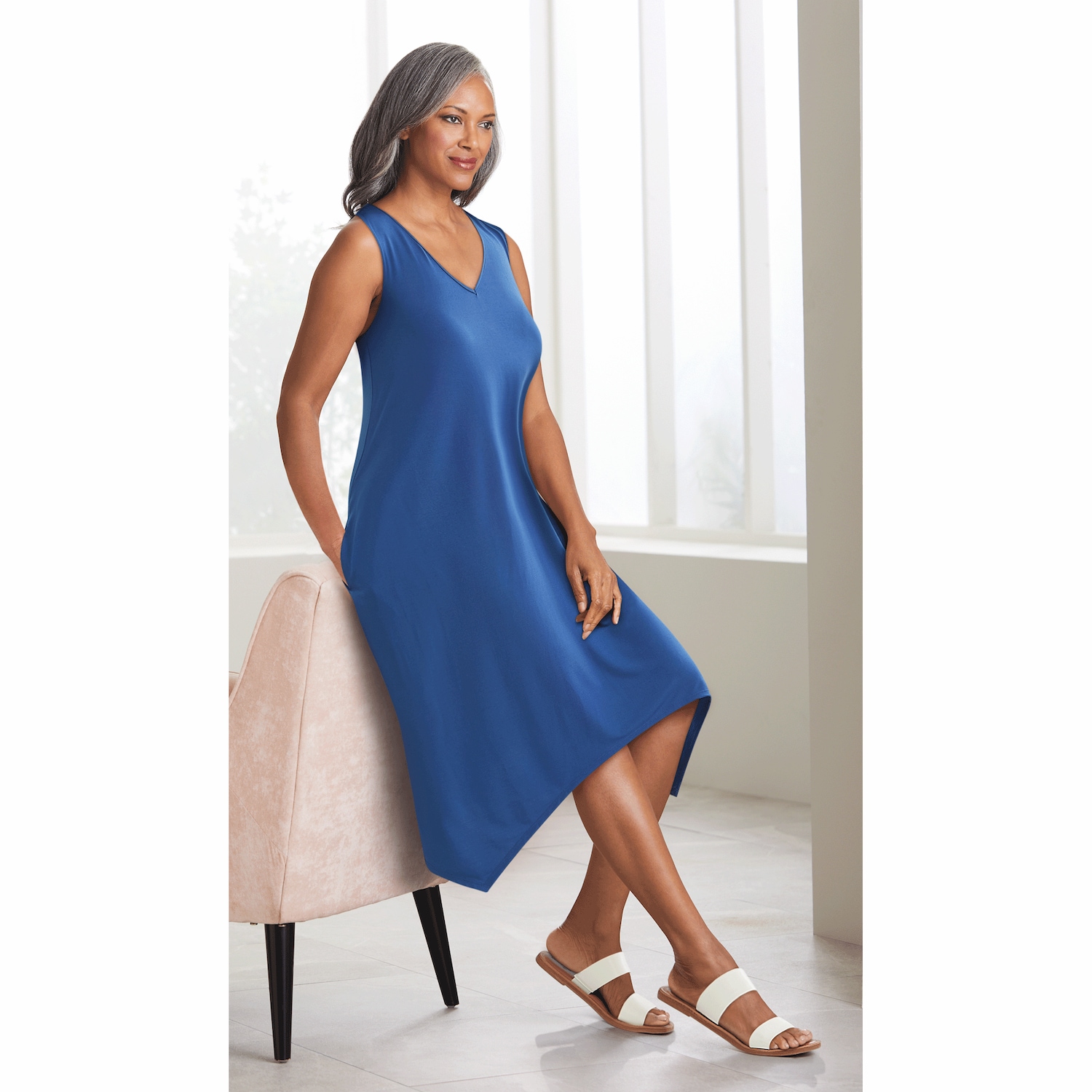Handkerchief Hem Lounging Dress Amerimark